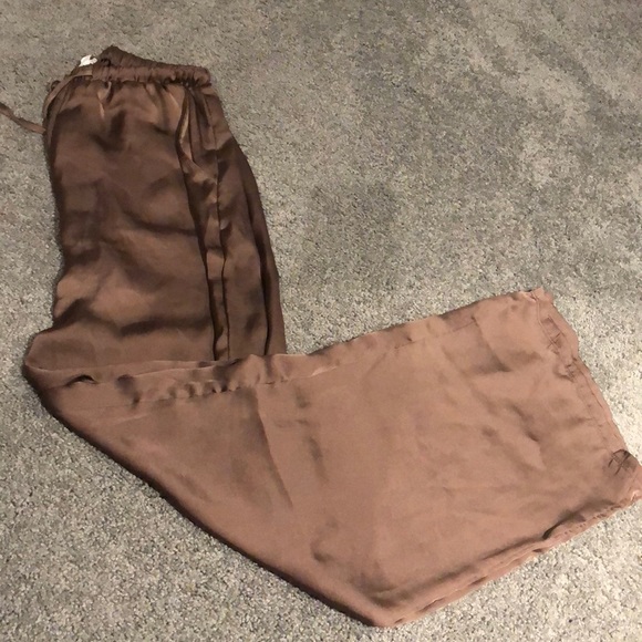 GARAGE Brown Satin Drawstring PJ Pants - Picture 2 of 3